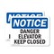 Signmission Danger Elevator Keep Closed, 10 in W x Rectangle, Plastic OS-2PACK-NS-P-710-L-10900 - alternate 1